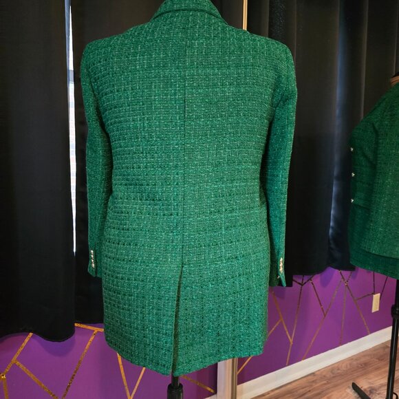 NWT ZARA Green Buttoned Textured Tweed Blazer XXL - Picture 8 of 15